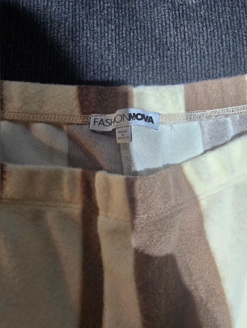 Fashion Nova STEPH Striped Pants Set Brown & Cream Wide-Leg Knit SZ LG - Picture 7 of 8